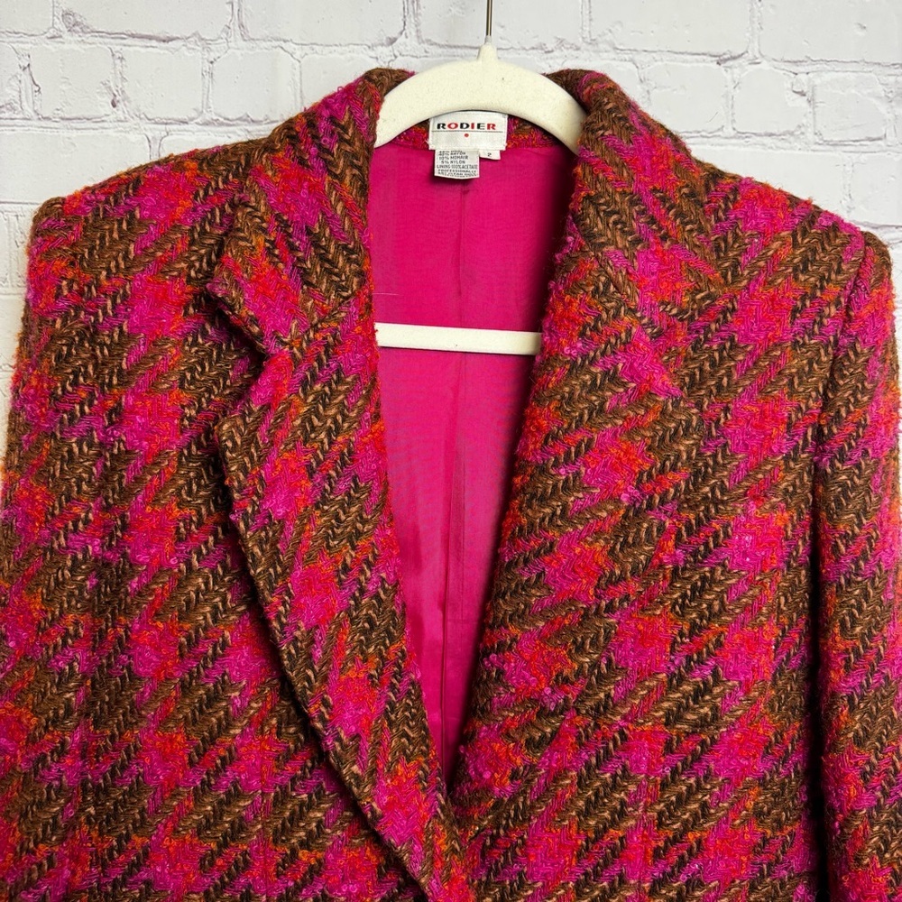 Rodier wool mohair blend retro vintage y2k ladies preppy blazer size 2 - Picture 5 of 6